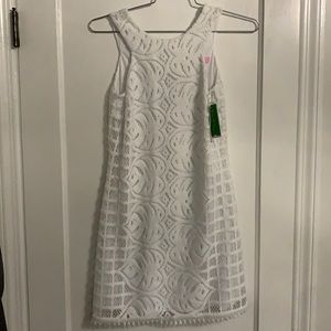 LILLY PULITZER- White Leafy Palm Shift Dress